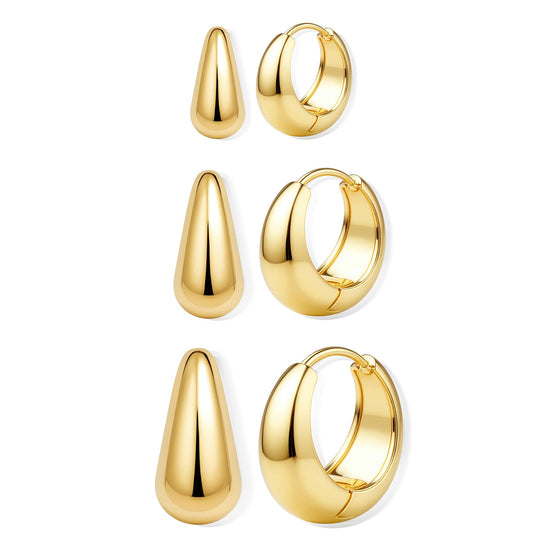 BESTEEL hoop earrings set - 14K gold plated and silver plated options available