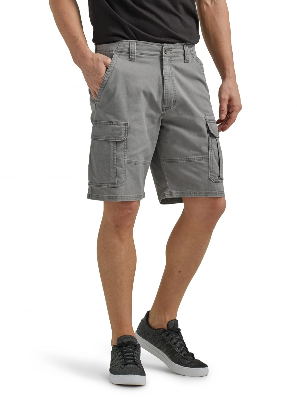 Cargo shorts — Stretch fit in gunmetal, size 34