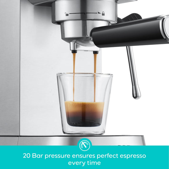 CASABREWS coffee maker — 20 bar pressure with milk frother and removable water tank
