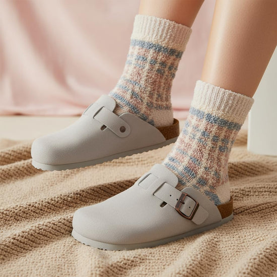 CUSHIONAIRE Hana clogs — Comfortable vegan suede with cork footbed and arch support