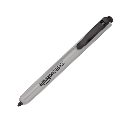 Amazon Basics Retractable Permanent Markers, Quick Drying Fade Resistant Ink, Versatile Art Supplies for Drawing, Black, 12 Count