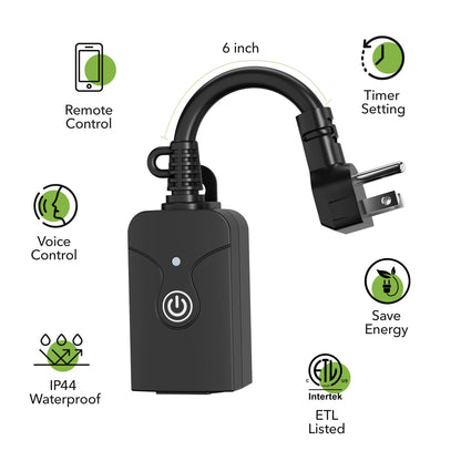 Electronic switch — HBN heavy duty outdoor smart WiFi plug with app control and voice assistant compatibility