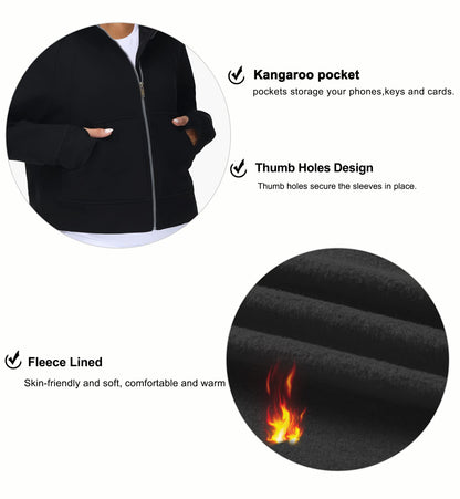 THE GYM PEOPLE sweatshirt — Full-zip fleece hoodie with pockets and thumb holes