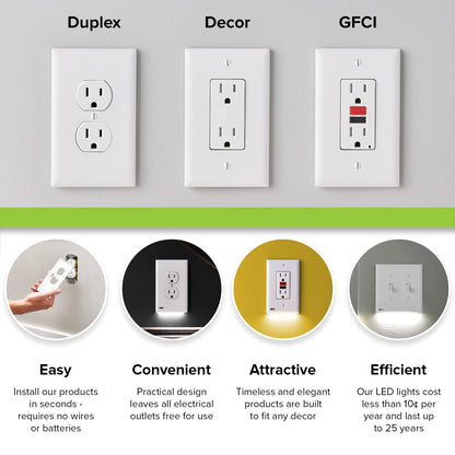 SnapPower wall plate — guide light feature