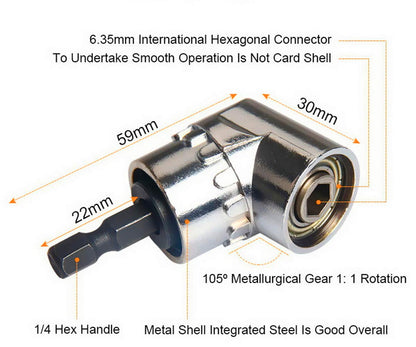 Fastener drive bit — Right angle drill attachment for short screwdriver bits