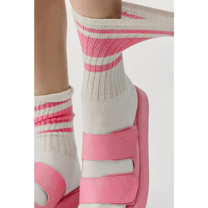 Fszsaa striped crew socks - sporty cotton tube socks for women