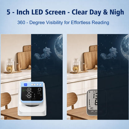 Automatic Electronic Blood Pressure Monitor, 22-40 CM Blood Pressure Cuff, 3 Users*199 Memories, Arm Blood Pressure Monitors for Home Use, Backlit Large LED Screen, BP Monitor (White Blue)