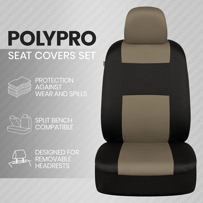 BDK vehicle seat cover set with front and rear split bench design