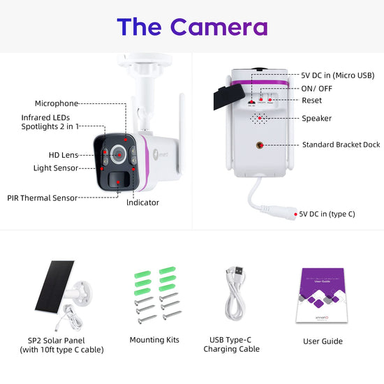 xmartO WiFi 6 Wire-Free Solar Home Security Camera System Wireless, 4-Cam 4MP QHD CCTV Camera Kit with 10CH Expandable 4K WiFi NVR and Past 120-Day Video Storage (SCS-2K104-PARENT) (1-CAM Combo)