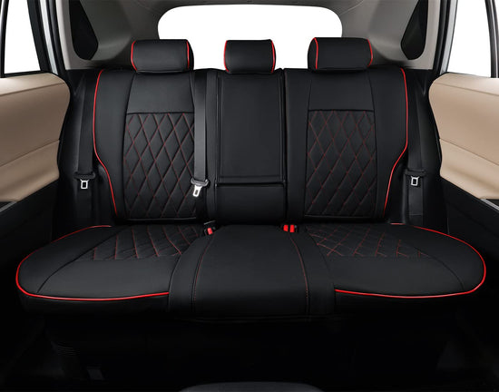 Vehicle seat cover — EKR leatherette with red piping for Ford Ecosport 2018-2023
