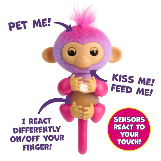 Fingerlings interactive baby monkey – reacts to touch with sounds and reactions - Charli (purple)