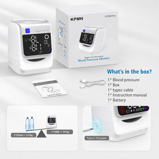 Automatic Electronic Blood Pressure Monitor, 22-40 CM Blood Pressure Cuff, 3 Users*199 Memories, Arm Blood Pressure Monitors for Home Use, Backlit Large LED Screen, BP Monitor (White Silver)
