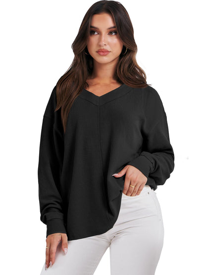 ANRABESS shirt — Oversized off the shoulder long sleeve tunic top
