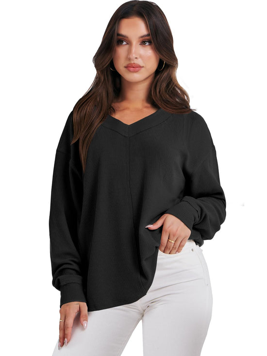 ANRABESS shirt — Oversized off the shoulder long sleeve tunic top