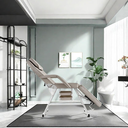Hicomony Gray Tattoo Chair with Salon Stool, Esthetician Bed Tattoo Table with Storage Basket, Multi-Purpose Facial Lash Spa Chair,Tattoo Artist Massage Table Beauty Salon Spa Equipment