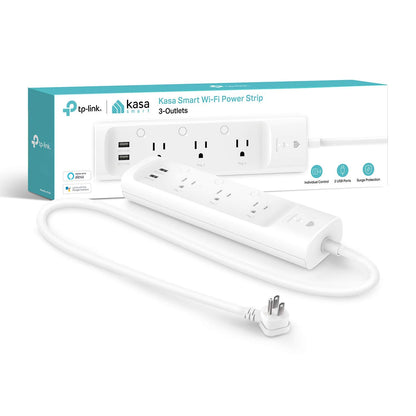 Kasa smart plug power strip - 3 smart outlets and 2 USB ports, works with Alexa and Google Home.