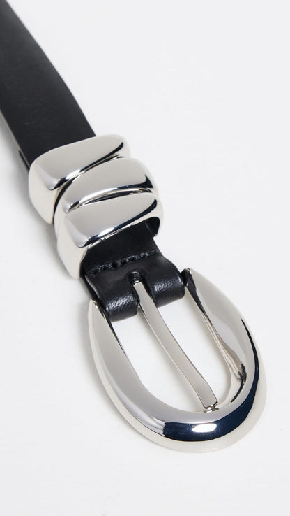 Madewell women's leather belt with chunky metal detail
