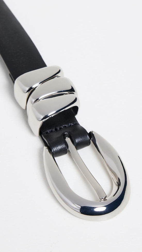 Madewell women's leather belt with chunky metal detail