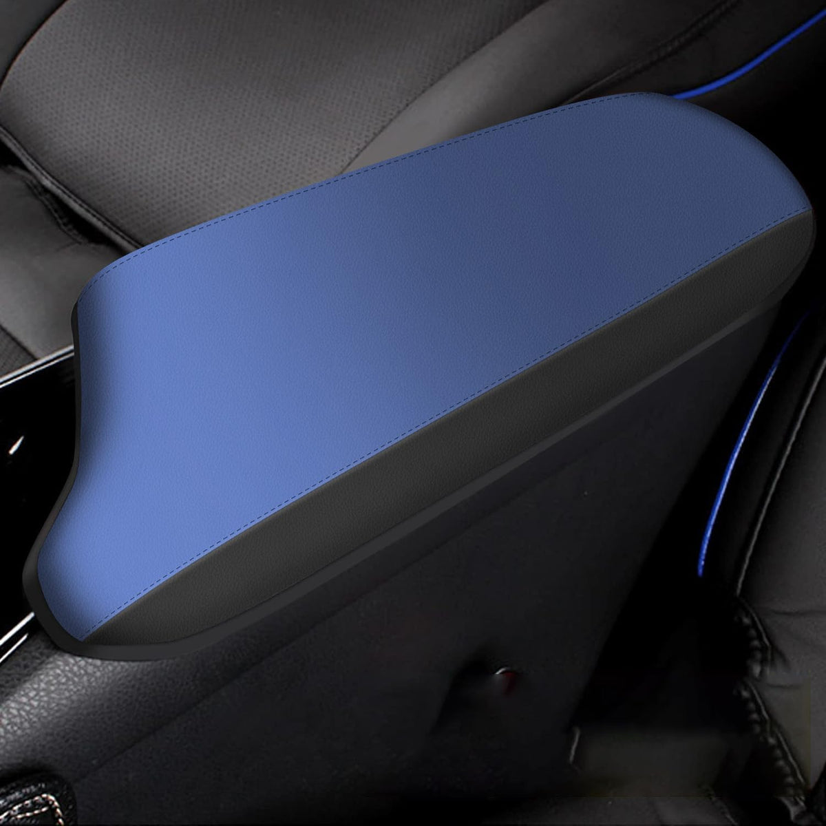 AOMSAZTO armrest covers - Black with blue leather for Toyota CHR 2018-2024