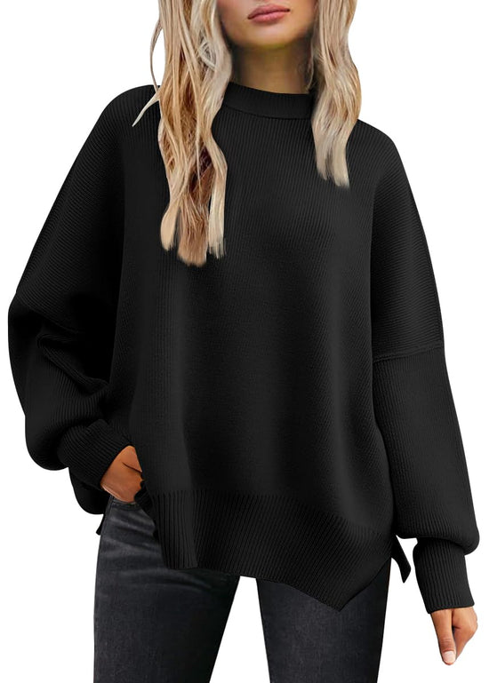 Sweatshirt — Women's oversized batwing design with side slit