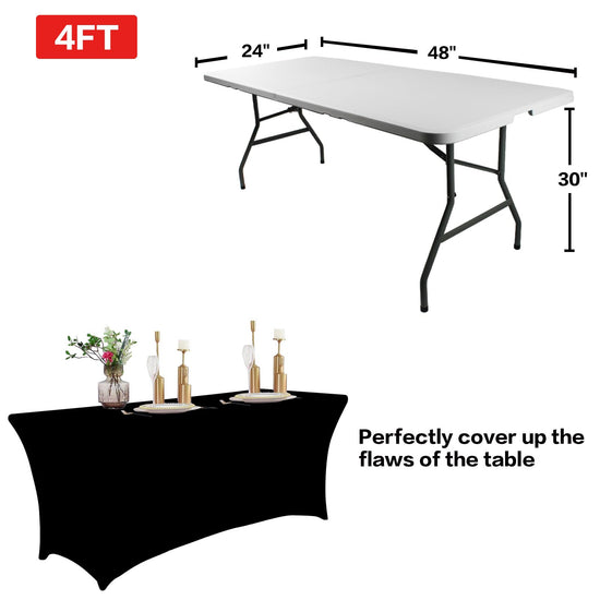 IVAPUPU tablecloth - 6FT fitted stretch black cover for events and parties