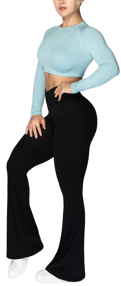 Sunzel flare leggings — crossover yoga pants with tummy control.