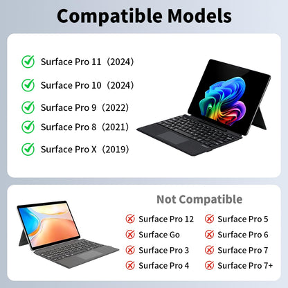 Sooguard Microsoft Surface Pro Keyboard for 11/10/9/8/X, 13" Ultra-Thin Detachable Bluetooth Type Cover with 7-Color Backlit, Multi-Touch Trackpad & Pen Holder