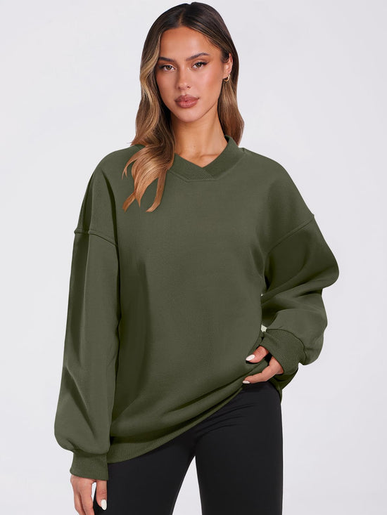 ANRABESS sweatshirt — oversized v neck fleece pullover for comfy casual wear