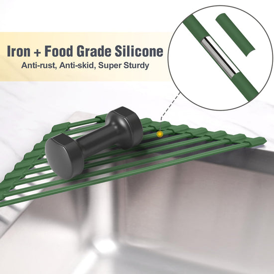 Tomorotec drying rack — compact silicone-coated triangle design for sink corner