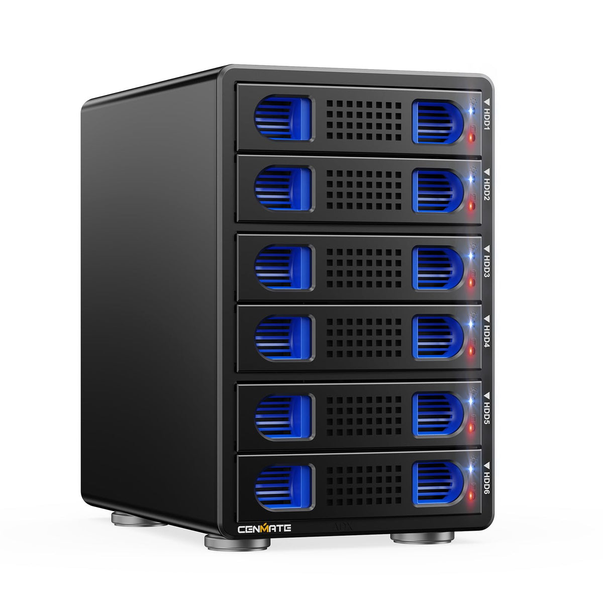 CENMATE hard drive enclosure — Aluminum 6 bay with cooling fan and USB A/C 3.2 Gen 2