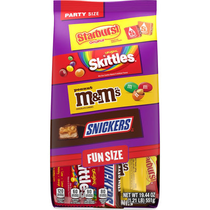 Chocolate candy — Assorted M&M'S, Snickers, Starburst and Skittles pack