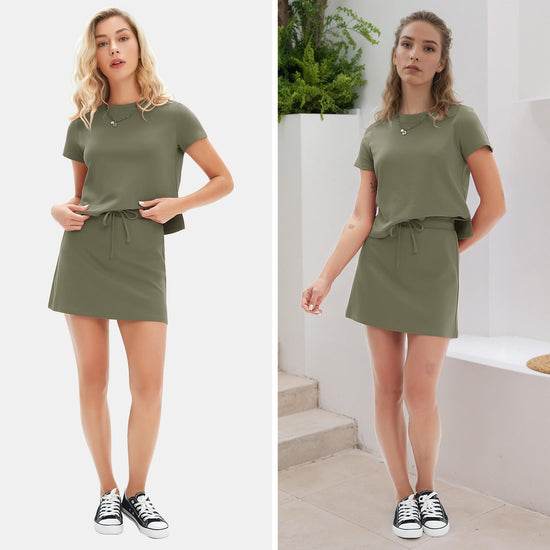 EXLURA coordinated outfit — summer 2 piece short skirt set with matching tennis skort