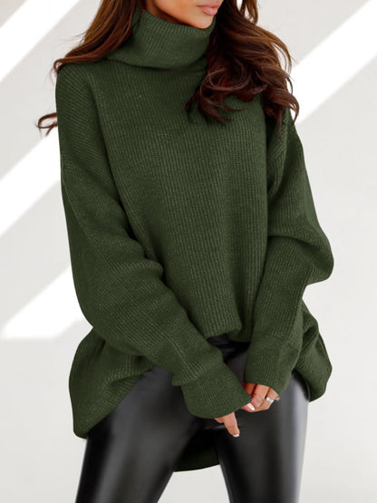 imesrun oversized turtleneck sweater with batwing sleeves