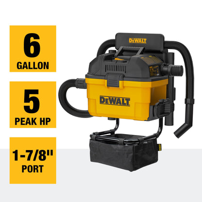 Dewalt vacuum cleaner — Portable 6 gallon wall-mounted wet dry model DXV06G