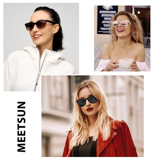 MEETSUN polarized sunglasses — Retro style with mirror lens