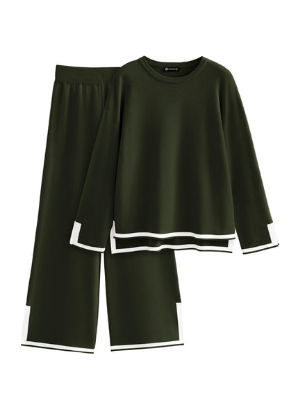 PRETTYGARDEN coordinated outfit — women's fall knit sweater set with wide leg pants
