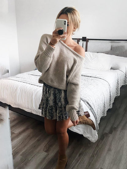 BTFBM sweater - oversized ribbed knit pullover in solid color