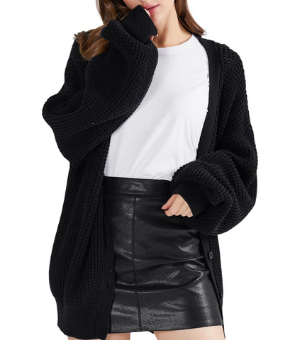 QUALFORT cardigan sweater - 100% cotton oversized knit outerwear for fall 2026