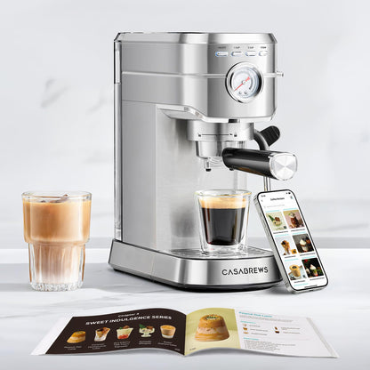 CASABREWS coffee maker — 20 bar pressure with milk frother and removable water tank