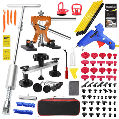 AUTOPDR Paintless Dent Removal Kit for Cars - Dent Puller Kit with Premium Dent Lifter, Strong Adhesion Glue Sticks & Puller Tabs, Removable T-bar Puller, PDR Kit for & Auto Body Dent Repair