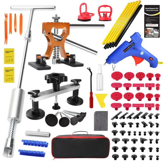 AUTOPDR Paintless Dent Removal Kit for Cars - Dent Puller Kit with Premium Dent Lifter, Strong Adhesion Glue Sticks & Puller Tabs, Removable T-bar Puller, PDR Kit for & Auto Body Dent Repair