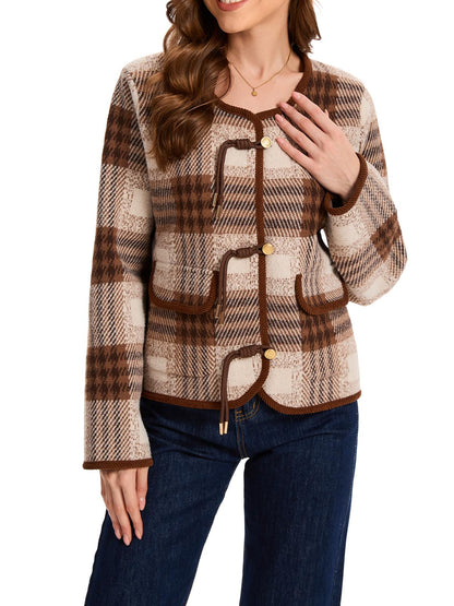 Houlengs sweater — Vintage plaid button down with pockets and long sleeves
