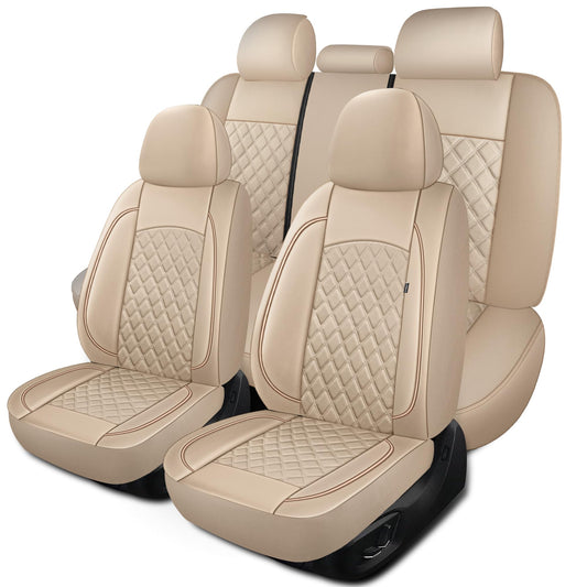 HChengkikz vehicle seat cover — Breathable and waterproof napa leather, beige