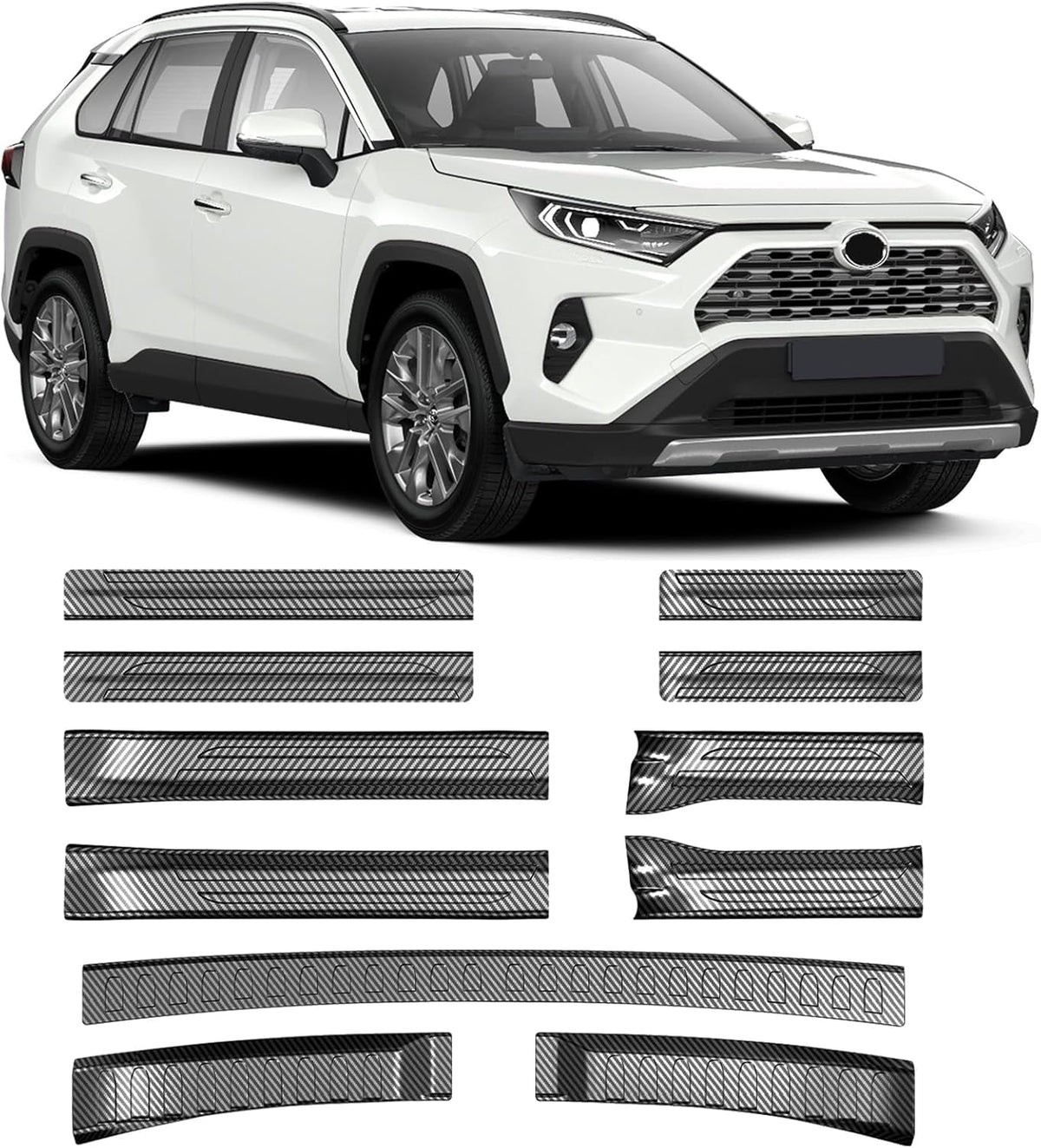 AOMSAZTO trunk sill protector — carbon fiber pattern for Toyota RAV4 2019-2025