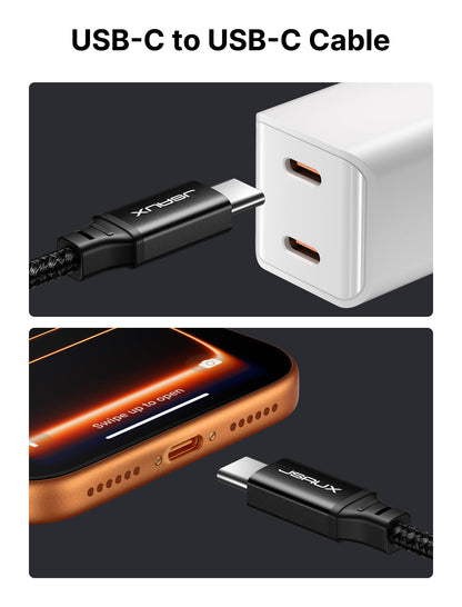JSAUX USB C to USB C cable — 100W fast charging, 2-pack, compatible with multiple devices