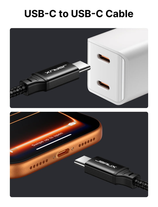 JSAUX USB C to USB C cable — 100W fast charging, 2-pack, compatible with multiple devices