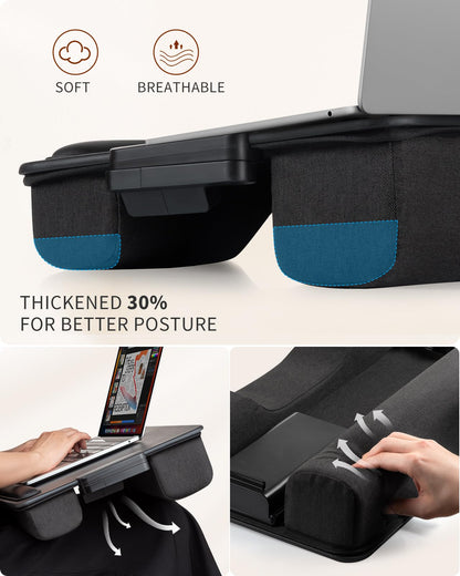 SAIJI lap desk — Portable design with cushion and storage drawer for laptops up to 17 inches