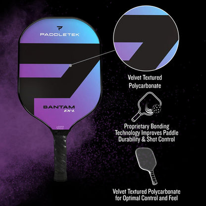 Sport racket — Honeycomb core and polycarbonate surface by Paddletek Bantam EX-L