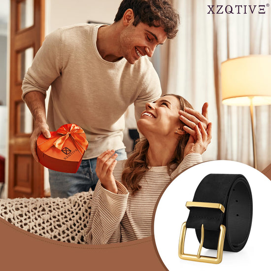 Apparel belt — Wide chunky suede belt with gold buckle by XZQTIVE