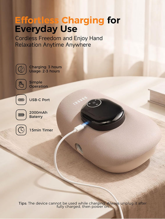 Hand Massager with Heat, Individual Fingers Stretching Massage, Champagne
